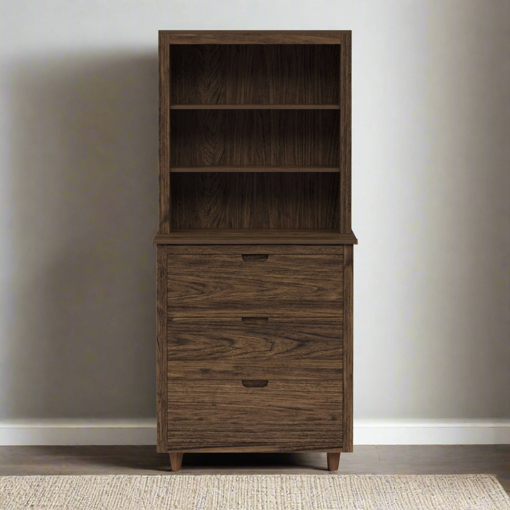 Teamson Home Ellery Freestanding Hutch Cabinet with Open Shelves Walnut