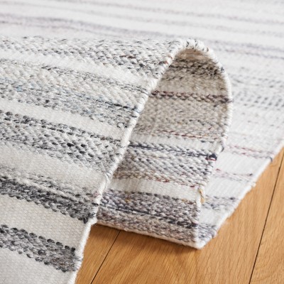 Ivory and Light Gray Handwoven Synthetic Area Rug 8' x 10'