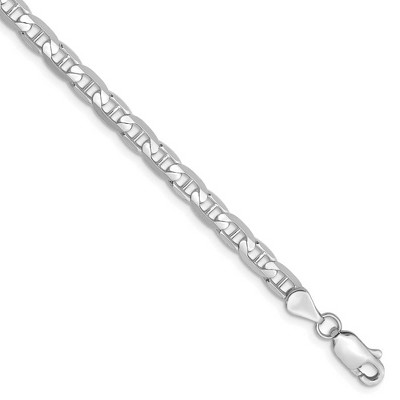 Black Bow Jewelry 3.75mm Solid Concave Anchor Chain Bracelet in 14k White Gold