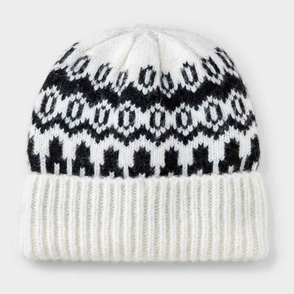 Recycled Polyester Fair Isle Beanie - Universal Thread™ Off-White