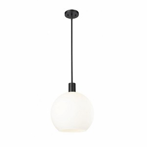 Margo Mid-Century Modern Pendant Light - Sleek White Glass Globe, 100W, Dimmable, Dry Rated - 1 of 4