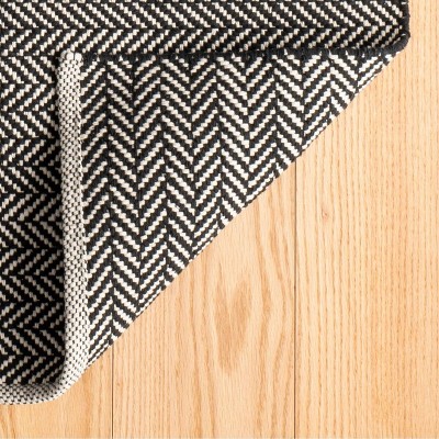 Herringbone Black Handwoven Cotton Rug 2' x 3'