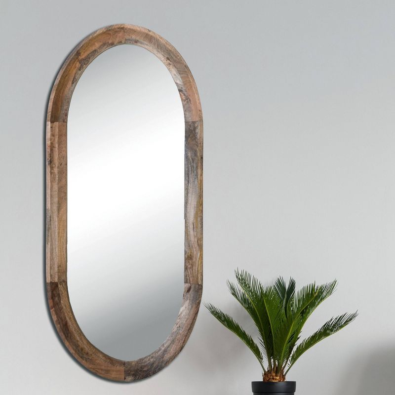 Storied Home Oval Wood Framed Wall Mirror Natural, 3 of 9