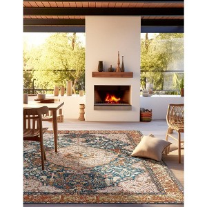 Unique Loom Outdoor Traditional Area Rug (Navy Blue and Light Pink) - 1 of 4