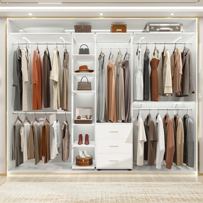 Aheaplus 96'' Wide Heavy-duty Closet Organizer System with Drawers and Tower Kit