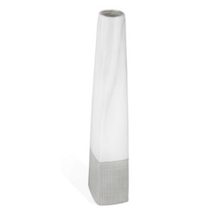 HomeRoots 32" White Faceted Geometric Tapered Ceramic Floor Vase - 1 of 4