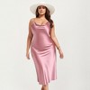 Anna-Kaci Lounge Women's Satin Slip Midi Dress with Draped Neckline Adjustable Straps and Soft Body-Skimming Flowing Silhouette - 2 of 4
