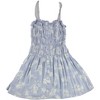 Hippie Rose Womens Floral Print Smocked Tank Dress, Blue, Medium - 2 of 2