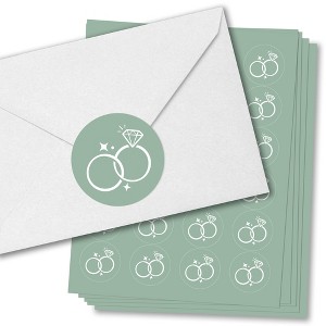 Big Dot of Happiness Sage Green Wedding Envelope Seal Stickers, Round Circle Stickers to Seal Cards, Announcement Envelope Seals - 120 Count - 1 of 4