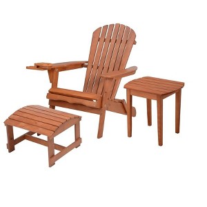 Jiallo Foldable Adirondack Chair with cup holder Bristro Set with Ottoman - 1 of 4