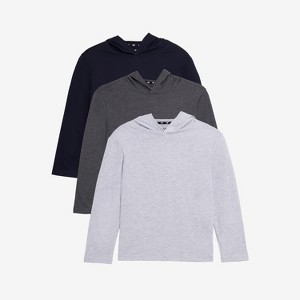 X RAY 3 Pack Kids And Boys 100% Cotton Long Sleeve Hoodie T-Shirts - 1 of 4