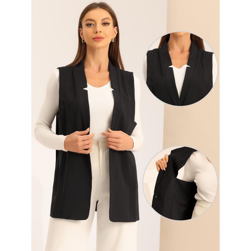 Allegra K Women's Sleeveless Notched Neck Casual Office Blazer Vest, 2 of 6