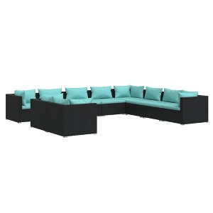 vidaXL Garden Lounge Set Black, Water blue - 1 of 4