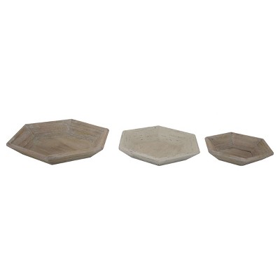 Set of 3 Hexagonal Wood Decorative Storage Nesting Trays - Foreside Home & Garden