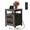 Nightstand with Charging Station, 2-Drawer End Table for Bedroom and Living Room, Farmhouse Side Table with USB Ports and Outlets, Dark Rustic Oak - 2 of 4