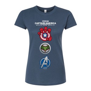 Women's - Marvel - Captain America Logo Super Hero Icon Stack Fitted Graphic T-Shirt - 1 of 3
