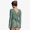 Calypsa Women's Plus Size Avery 2-Piece Long Sleeve Wrap Swim Set With Reversible Top and Tummy Control Shorts - 2 of 4