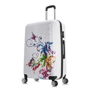 InUSA Gorr the God Butcher Large Checked 28" Fusion Print Lightweight Hardside Spinner Suitcase - White - 1 of 4