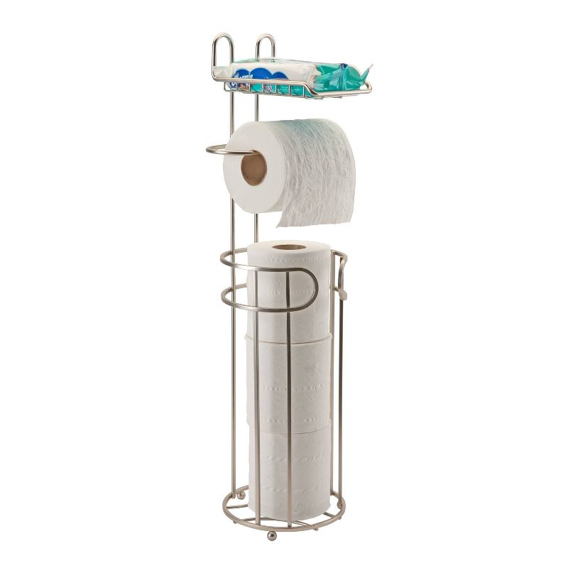 Round Wire Toilet Tissue Reserve with Dispenser and Phone Shelf Satin Nickel - Bath Bliss, 3 of 8