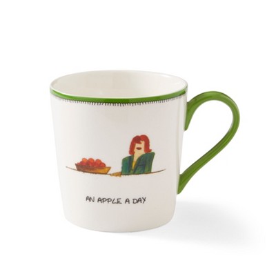 Kit Kemp by Spode 12oz Doodle Mug, An Apple A Day- Unique Doodle Pattern, Fine China, Dishwasher Safe, For Coffee and Tea, Ideal Celebration Gift
