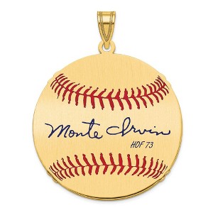 Black Bow Jewelry 14K Gold Plated Monte Irvin Signature LG Enamel Baseball Pendant - 1 of 4