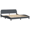 vidaXL Dark Gray Velvet Bed Frame-Double/Full Size with Sophisticated Headboard, Sturdy Pine Wood & Metal Support, 72"x83.9" - 2 of 4