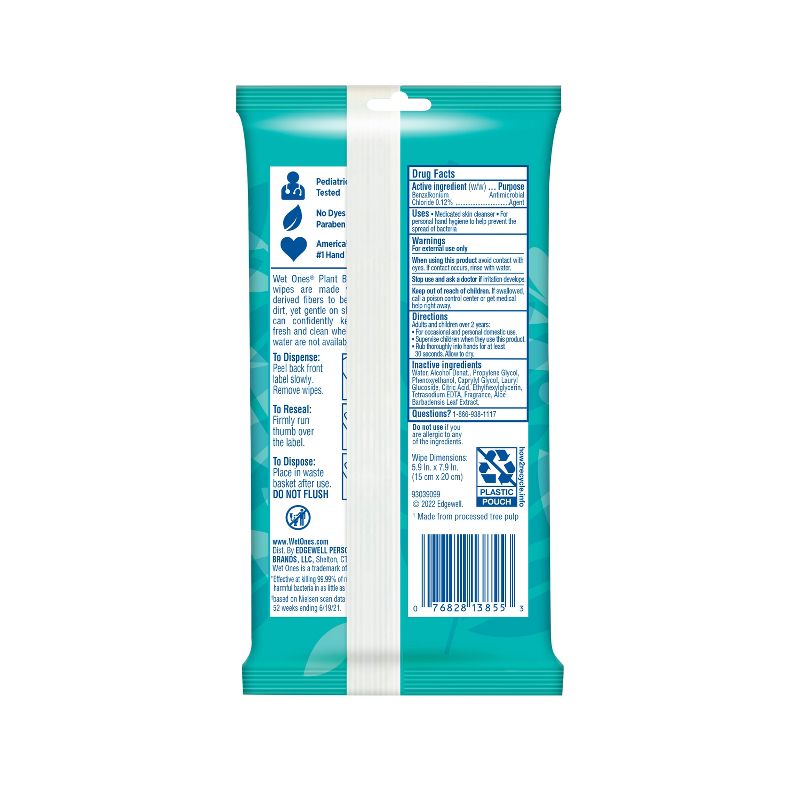 Wet Ones Antibacterial Plant Based Hand Wipes - 20ct, 3 of 10