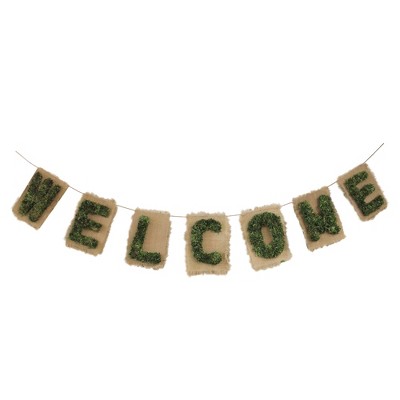 Northlight 6' Brown/Green Twine “Welcome” Hanging Wall Decoration