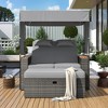 2 PCS Outdoor Rattan Sunbed Lounger, Patio Double Daybed with Canopy, Adjustable Backrest and Storage Bench 4M -ModernLuxe - 2 of 4