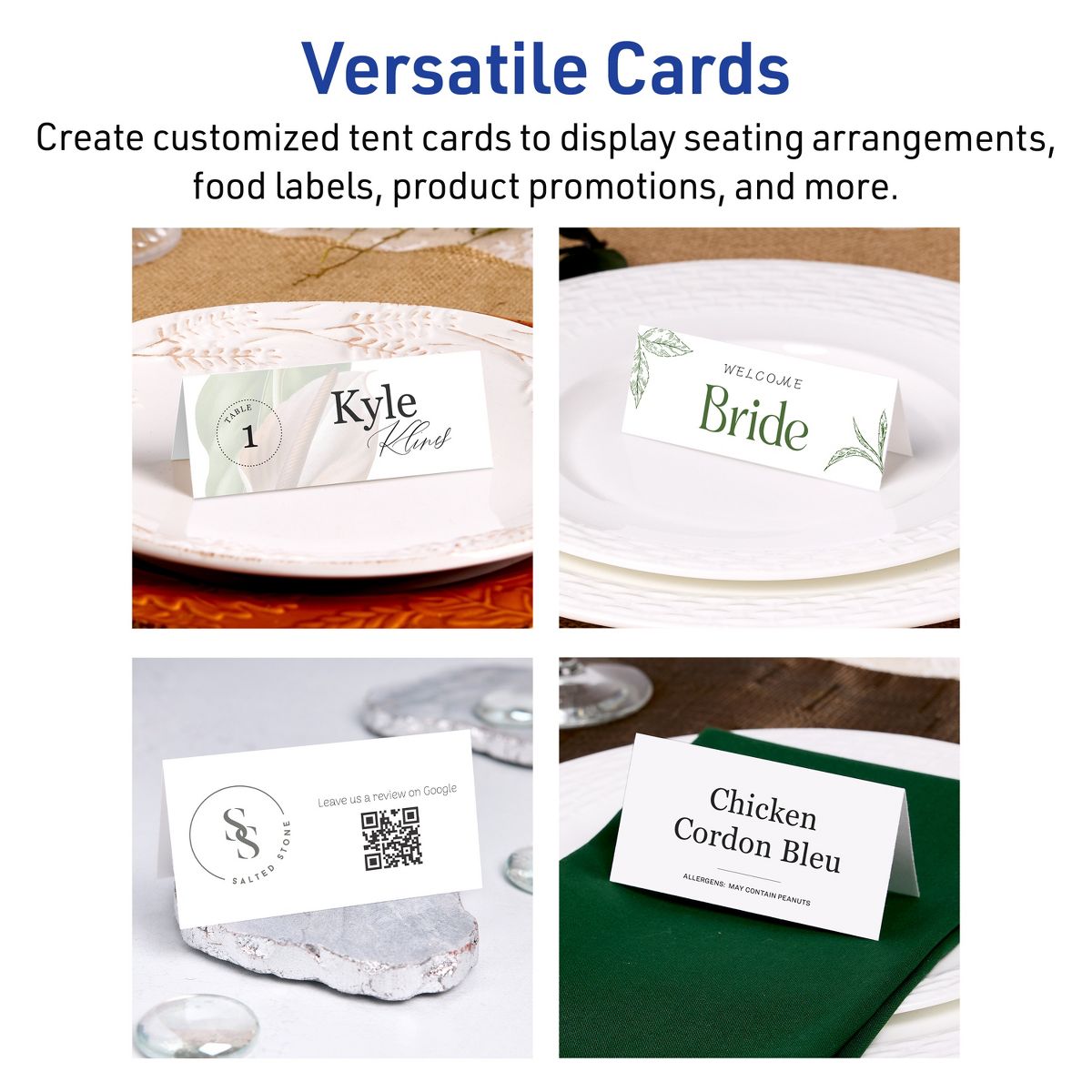 Avery Matte White Tent Cards, 2-1/6" x 4" Rectangle - thumbnail 3