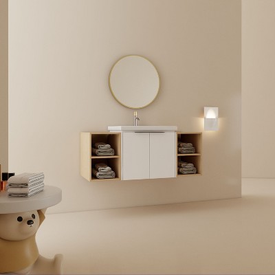 NicBex Floating Bathroom Vanity with Sink,Bathroom Sink Vanity with Soft Close Doors,Bathroom Sink Cabinet for Small Bathroom,Black/White