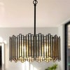 LNC Hemaaolay 4-Light 16" Modern Drum Small Chandelier, Matte  Black and White  Mercury Glass - 2 of 4