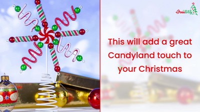 Candyland Peppermint Metal Christmas Tree Topper
