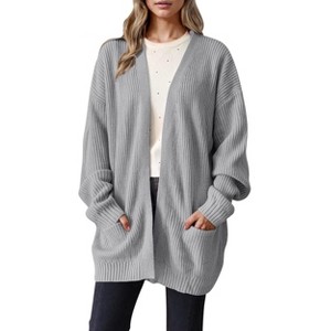 BLUEMING Womens Oversized Cardigans Casual Soft Open Front Long Sleeve Knit Cardigan Sweaters with Pockets - 1 of 4