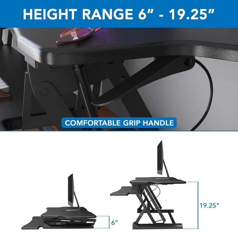 Mount-It! Height Adjustable Standing Desk Converter | 48 Wide Tabletop Sit Stand Desk Riser with Gas Spring | Stand Up Workstation Fits Dual Monitors, 5 of 11