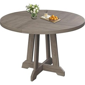 Round Dining Table for 4,Kitchen Dining Room Circle Dinner Pedestal Table,Space Saving Wood Kitchen & Dining Room Furniture - 1 of 4