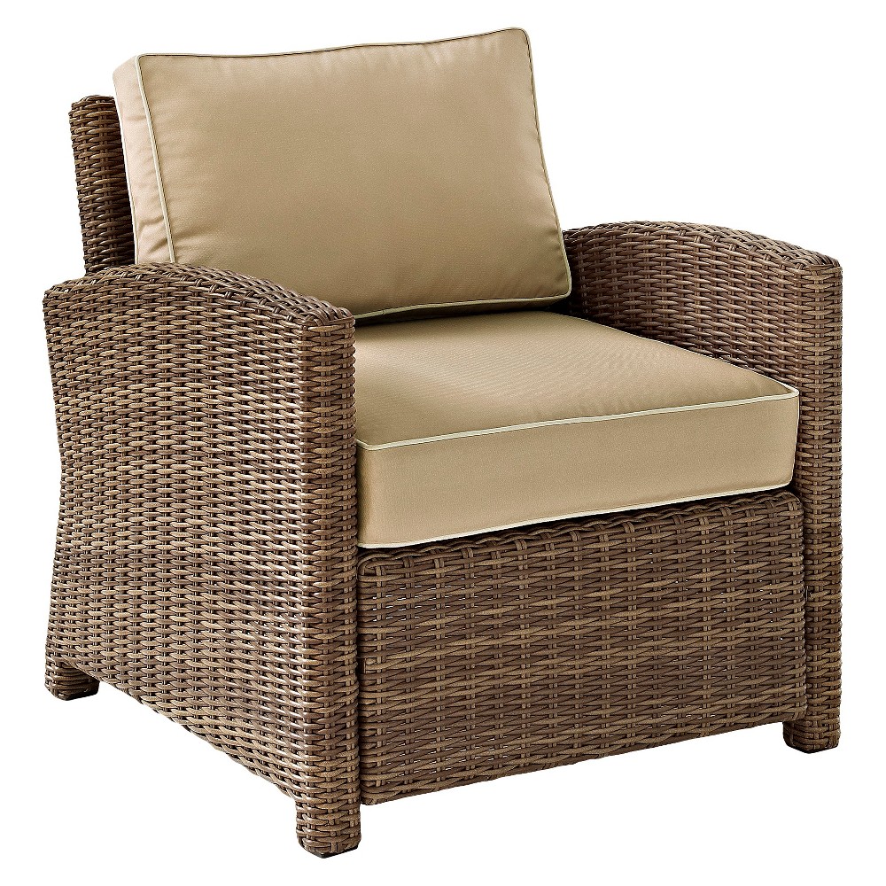 Photos - Garden Furniture Crosley Bradenton Outdoor Wicker Arm Chair - Sand 