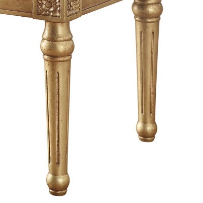 Luxurious Antique Gold 26" Square Marble & Wood End Table