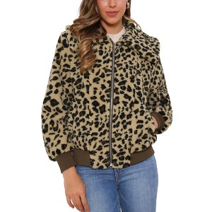 Jess by Meiko Women's Oversized Collar Plush Bomber Jacket - 1 of 4