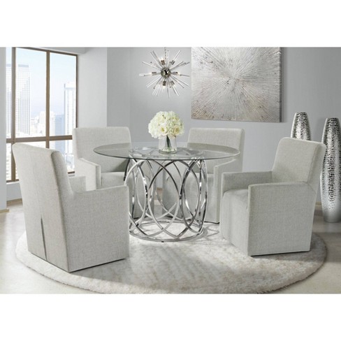 White and chrome discount dining table and chairs