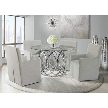 5pc Marcy Standard Height Dining Set with 4 Armchairs Chrome - Picket House Furnishings