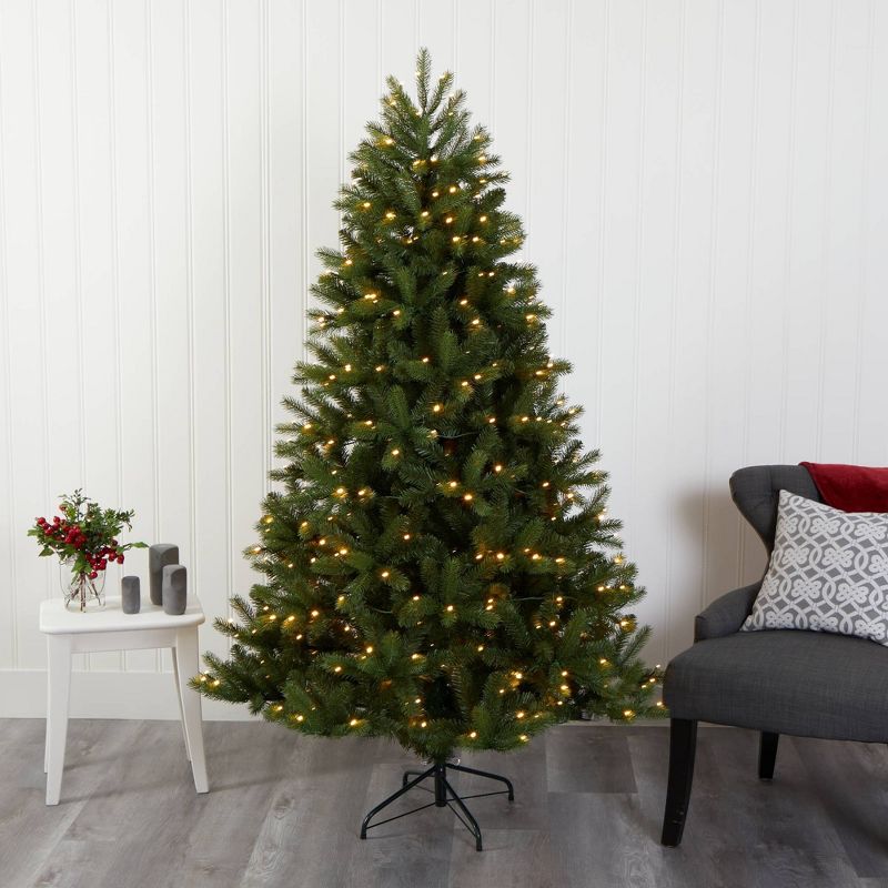 Nearly Natural 6&#39; Pre-Lit LED New Haven Spruce Artificial Christmas Tree Clear Lights, 3 of 9