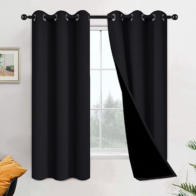 Yakamok Room Darkening Thermal Insulated Blackout Curtains for Bedroom (42Wx63L,Black, 2 Panels)