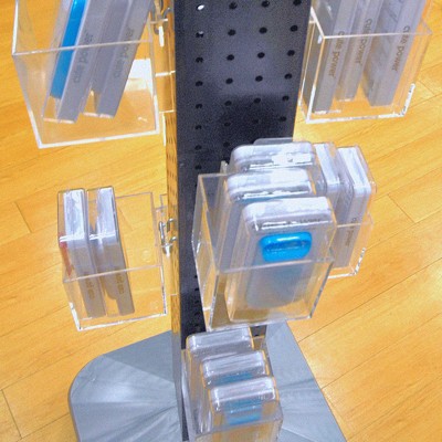 Polished Clear Acrylic Cube Bin for Pegboard or Slatwall, 4-Pack