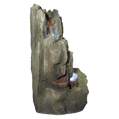 Handcrafted Weathered Stone Tabletop Fountain with LED Lights