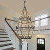 PAKOKULA Modern 36-Light Black 3-Tier Wagon Wheel Farmhouse Industrial Chandelier Rustic Candlestick Pendant Light - 4 of 4