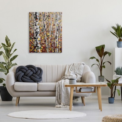 Autumn Birch Trees Abstract Landscape Canvas Wall Art, 30 x 40