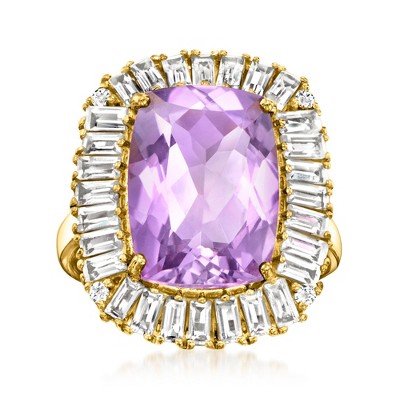 Ross-Simons 6.50 Carat Amethyst and 2.20 ct. t.w. White Topaz Ring in 18kt Gold Over Sterling