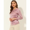 INSPIRE CHIC Women's Satin Peter Pan Collar Office Elegant Work Blouse - 3 of 4