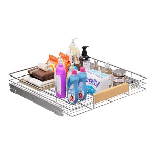 Pull-Out Organizer under Cabinet Storage for Kitchen with Wooden Handle - 1 of 4
